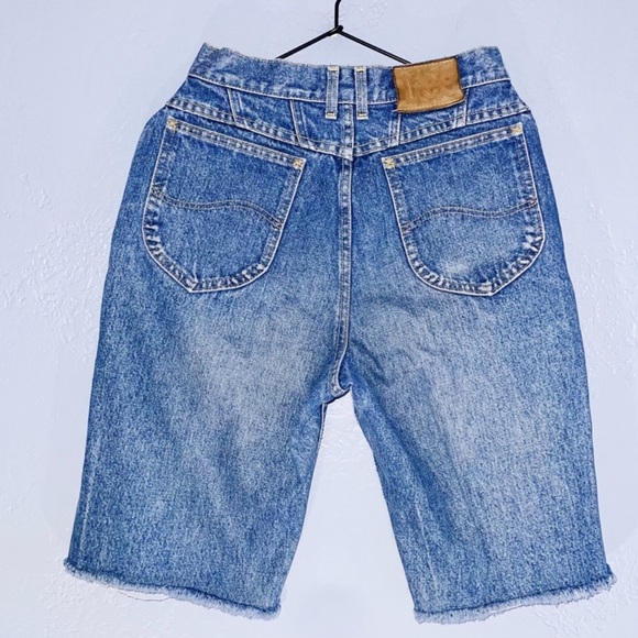 Lees 90s LONG CUTOFF JEAN SHORTS 11 Med/ 26" - Picture 2 of 7